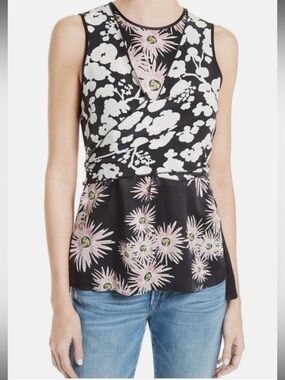 Elizabeth and James Diana Floral Print Wrap Front Top Size large